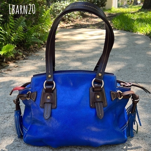 Dooney and Bourke DB Royal Blue Toledo Leather Wing Strap Satchel Florentine Bag - Picture 9 of 14